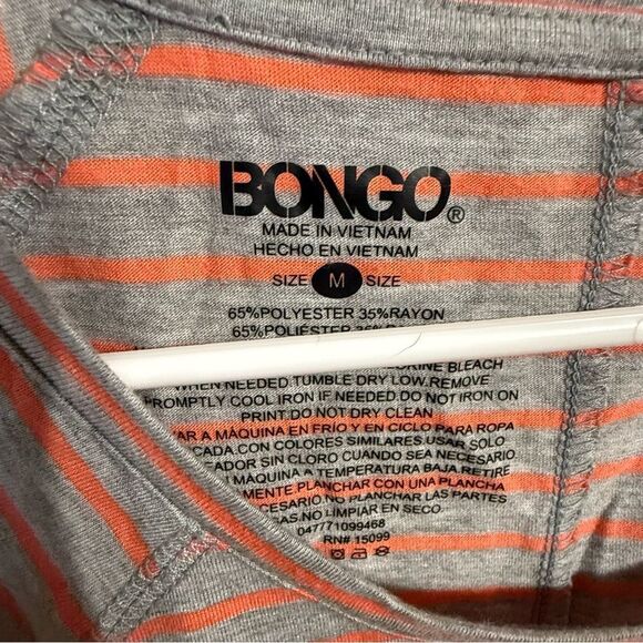 Bongo Men's Pink and Gray Striped Tee - Picture 3 of 4